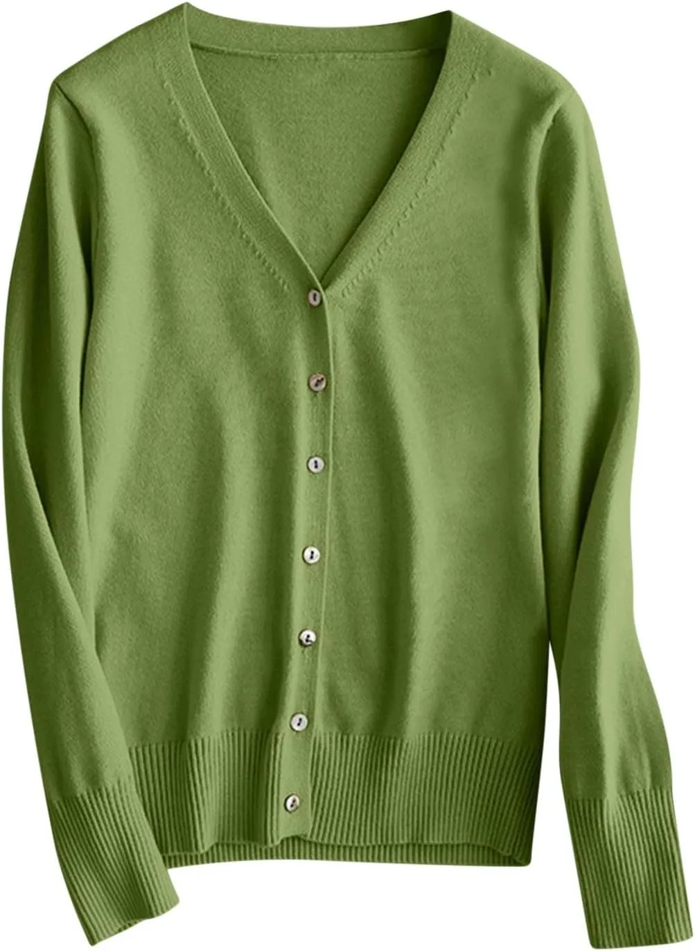 Women Cardigan Sweater Lightweight Solid Open Front Button Down Cardigan Slim Fit Long Sleeve Causal Knit Cardigan