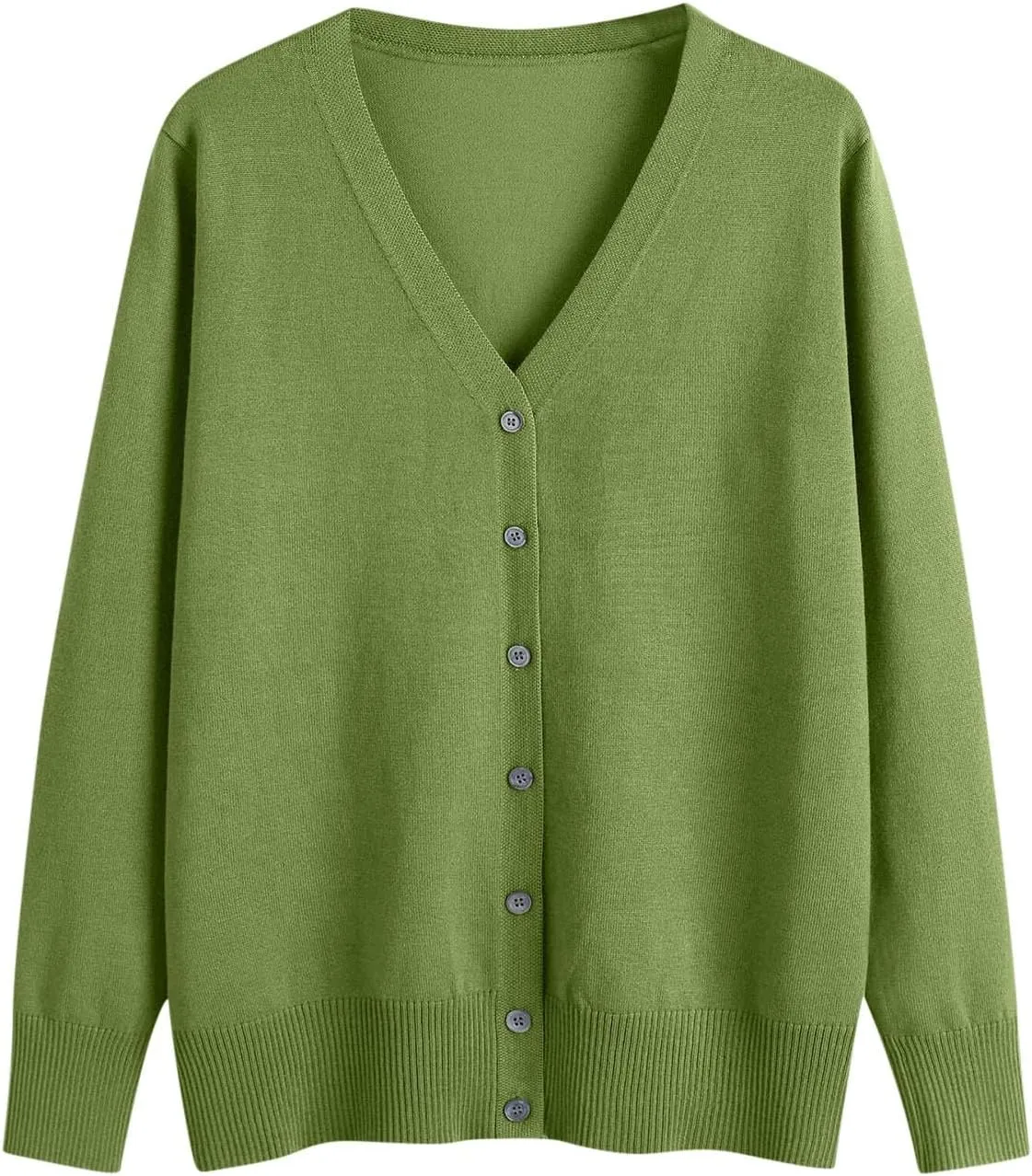 Women Cardigan Sweater Lightweight Solid Open Front Button Down Cardigan Slim Fit Long Sleeve Causal Knit Cardigan