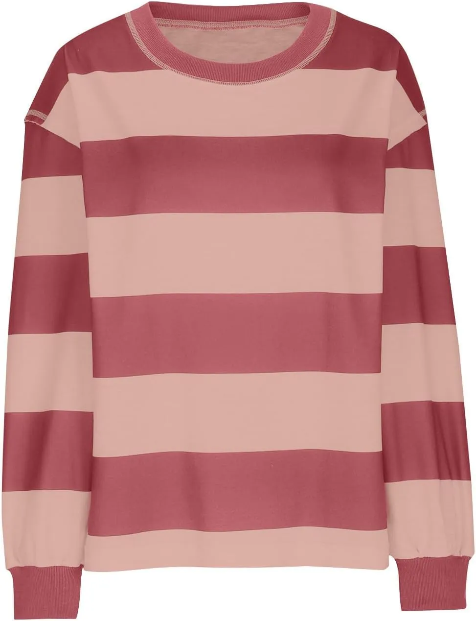 Women Long Sleeve Lightweight Sweatshirts 2024 Fall Fashion Striped Pullover Tops Loose Casual Sweatshirt