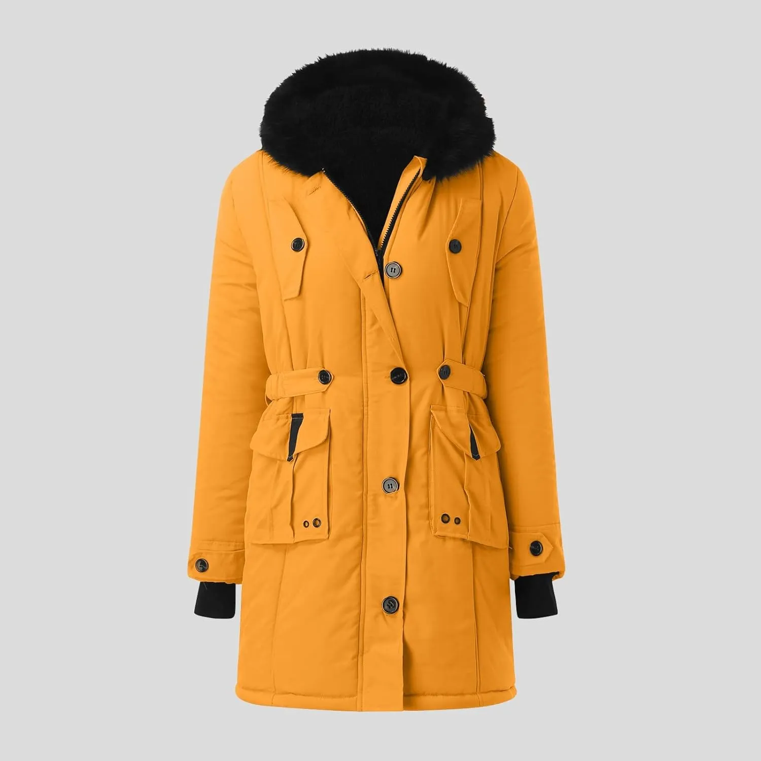 Women Plus Size Daily Winter Coat Lapel Long Sleeve Jacket Vintage Thicken Coat Jacket Warm Hooded Womens Vest Womens Coat