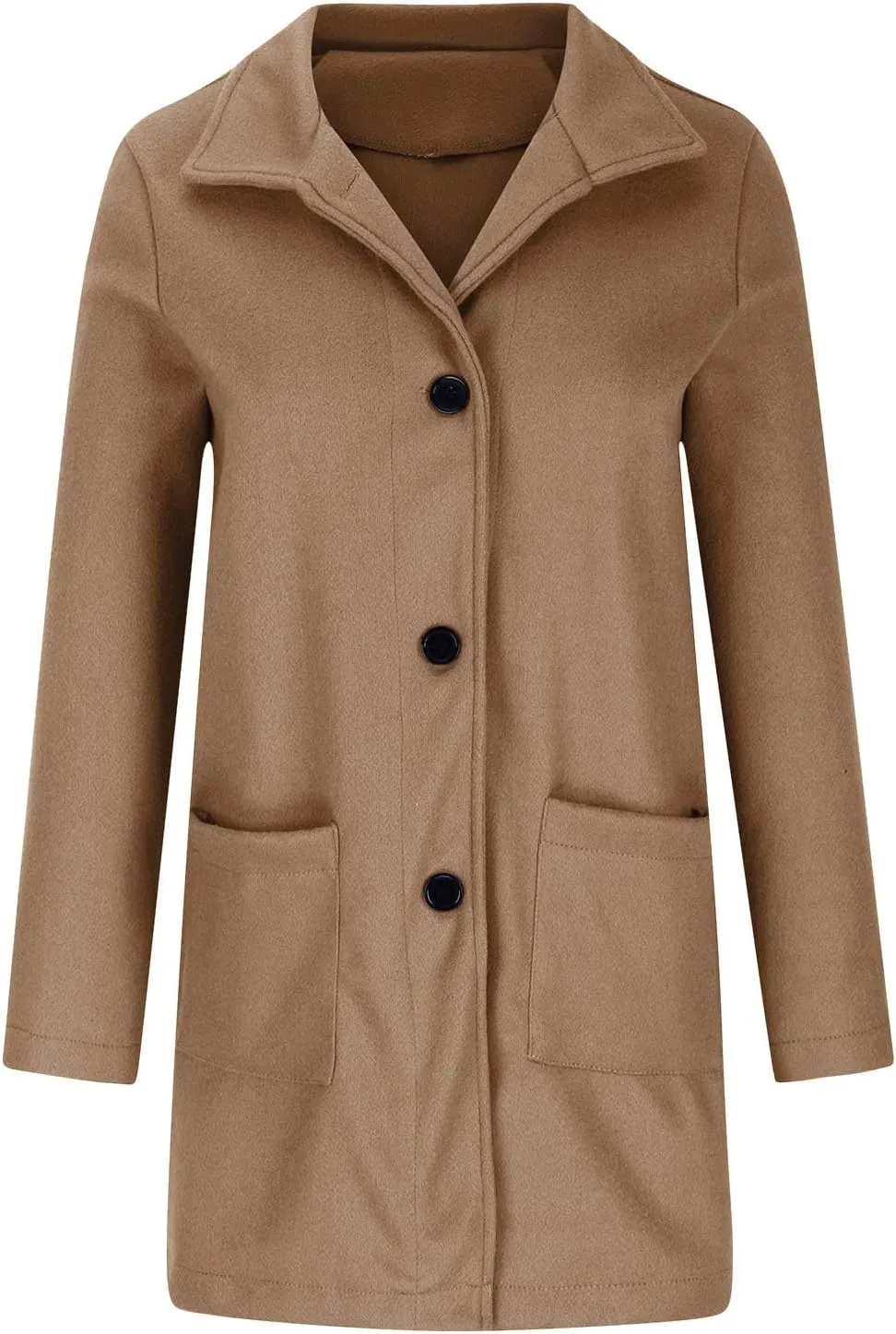 Women Trench Coat Casual Single Breasted Midi Peacoat Trench Coats Fall Winter Wool Coats with Pockets
