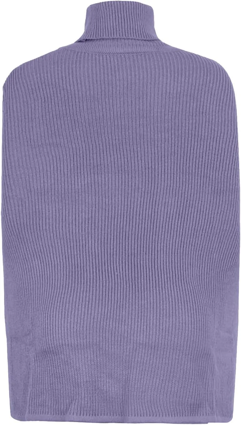 Women Turtleneck Sweaters Split Hem Pullover Knit Sweater Tops Cape Turtleneck Poncho Sweater Women