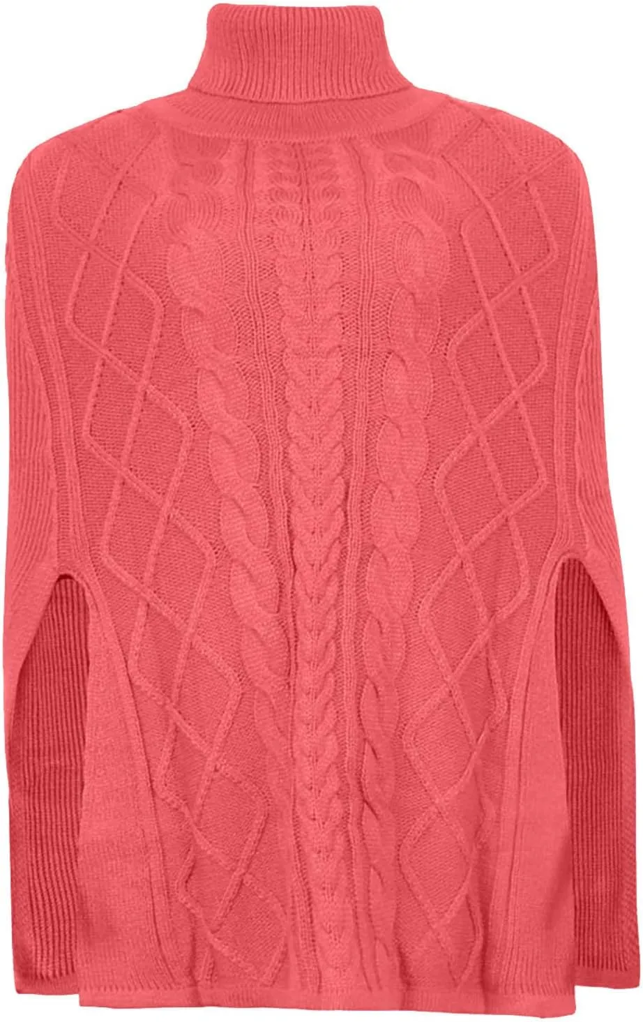 Women Turtleneck Sweaters Split Hem Pullover Knit Sweater Tops Cape Turtleneck Poncho Sweater Women