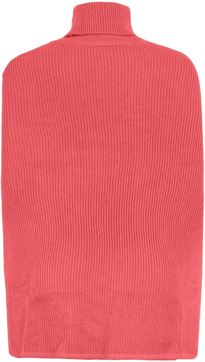 Women Turtleneck Sweaters Split Hem Pullover Knit Sweater Tops Cape Turtleneck Poncho Sweater Women