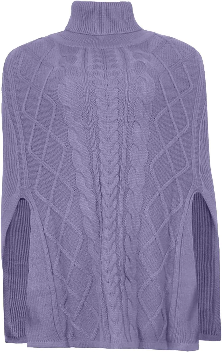 Women Turtleneck Sweaters Split Hem Pullover Knit Sweater Tops Cape Turtleneck Poncho Sweater Women