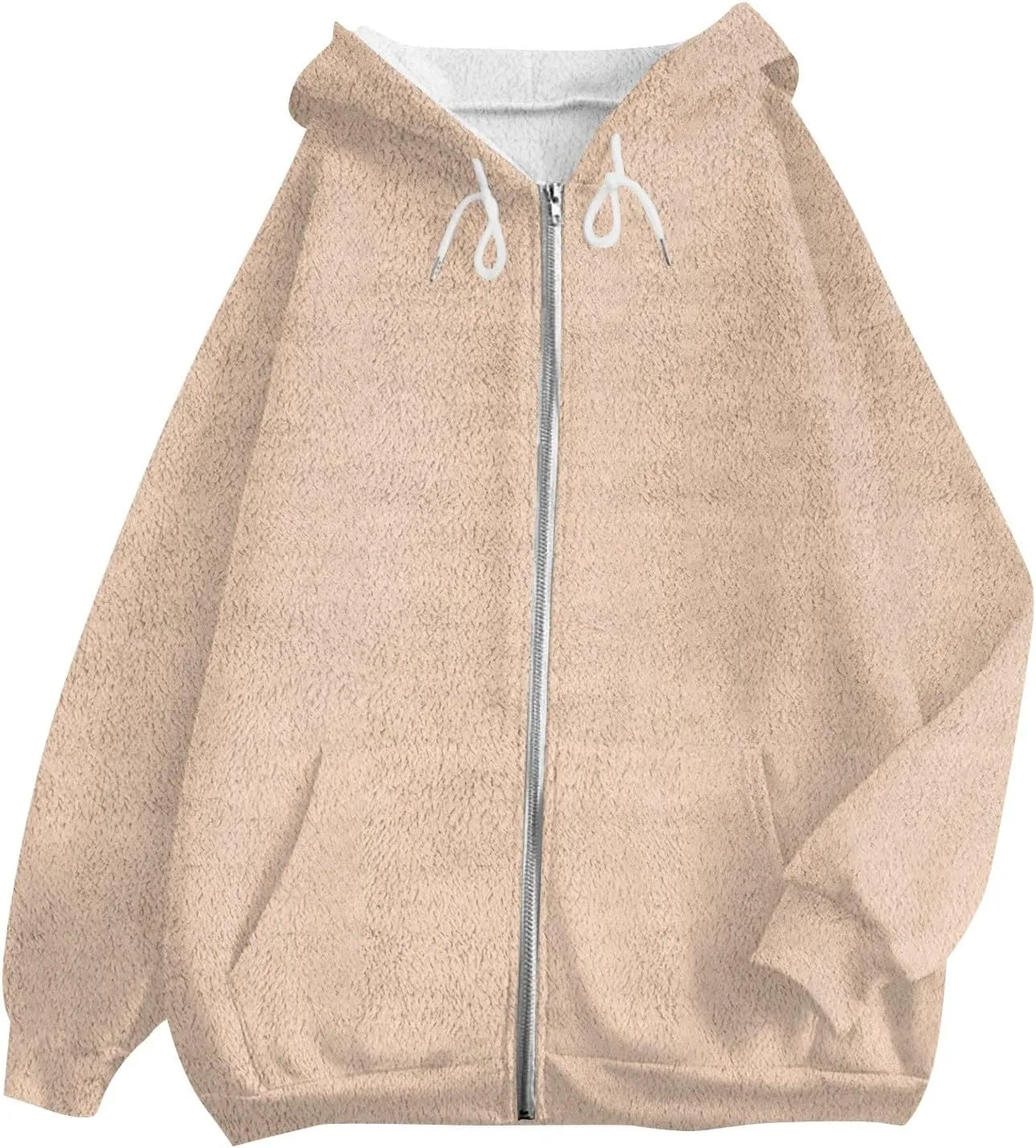 Women Winter Hoodies Zip Up Fleece Warm Sweatshirts Jacket Drawstring Long Sleeve Fleece Lined Hoodie Sweatshirt