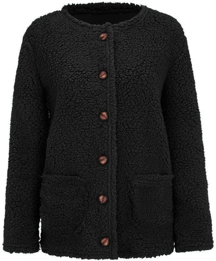Womens 2023 Cardigan Sweaters Fall Open Front Button Down Long Sleeve with Pockets Casual Chunky Warm Outerwear Coat
