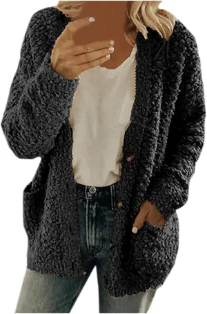 Womens 2023 Cardigan Sweaters Fall Open Front Button Down Long Sleeve with Pockets Casual Chunky Warm Outerwear Coat