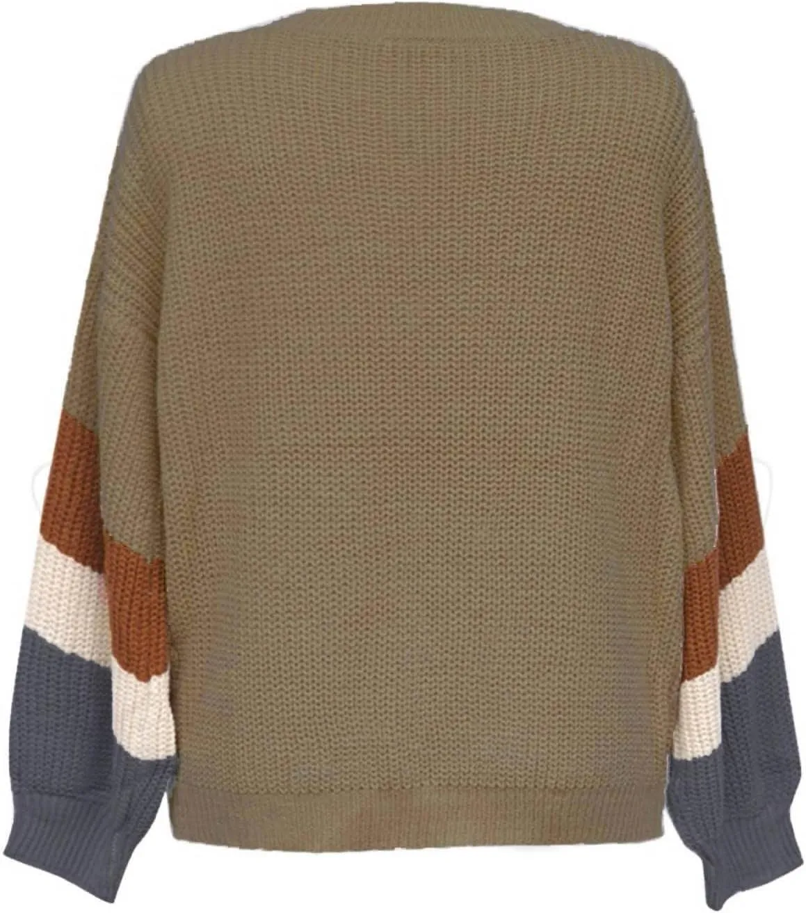 Womens 2023 Fall Casual Loose Sweaters Color Block Long Sleeve V Neck Cable Knitted Pullover Tops Sweaters for Women