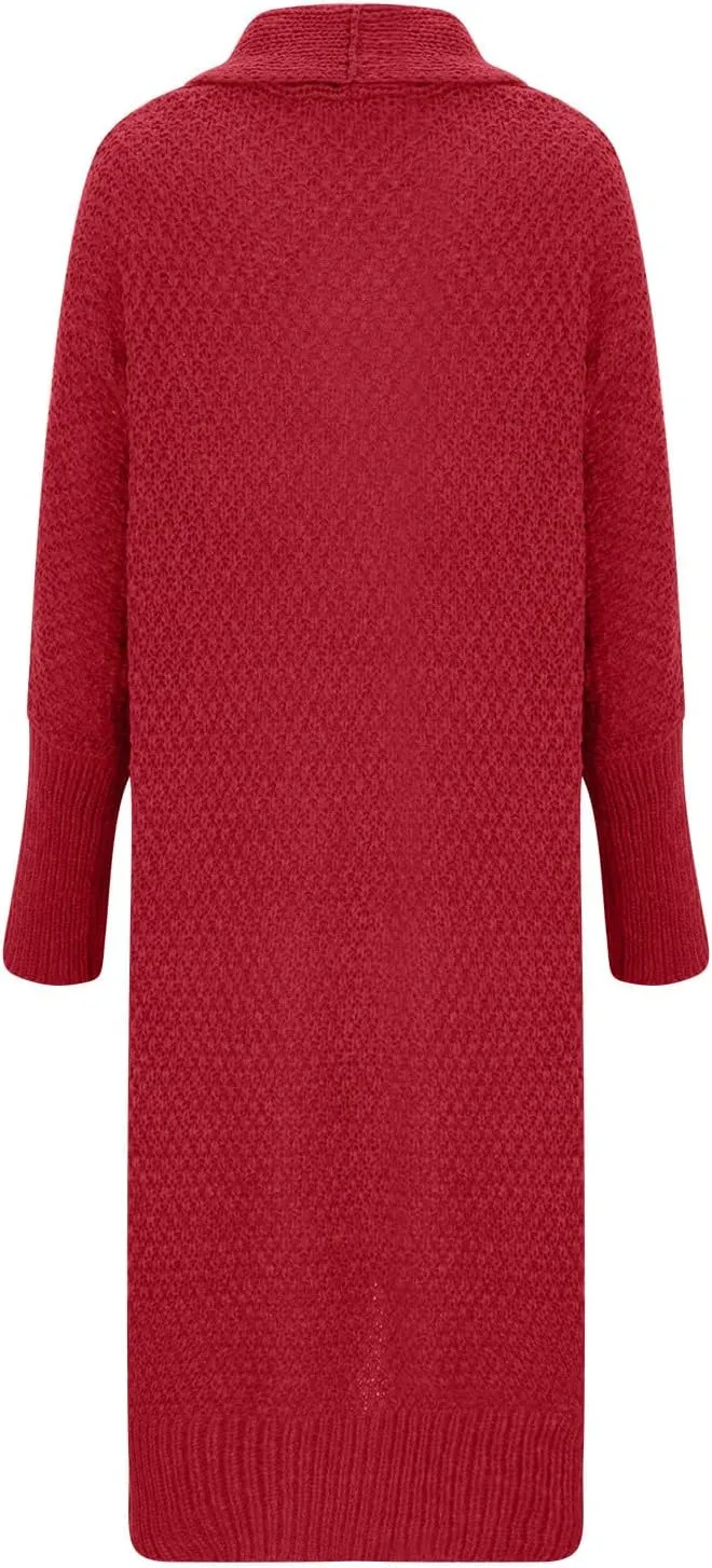 Women's 2023 Fashion Casual Open Front Long Sleeve Chunky Cable Knit Long Cardigans Knitwear Sweaters Outerwear Coats