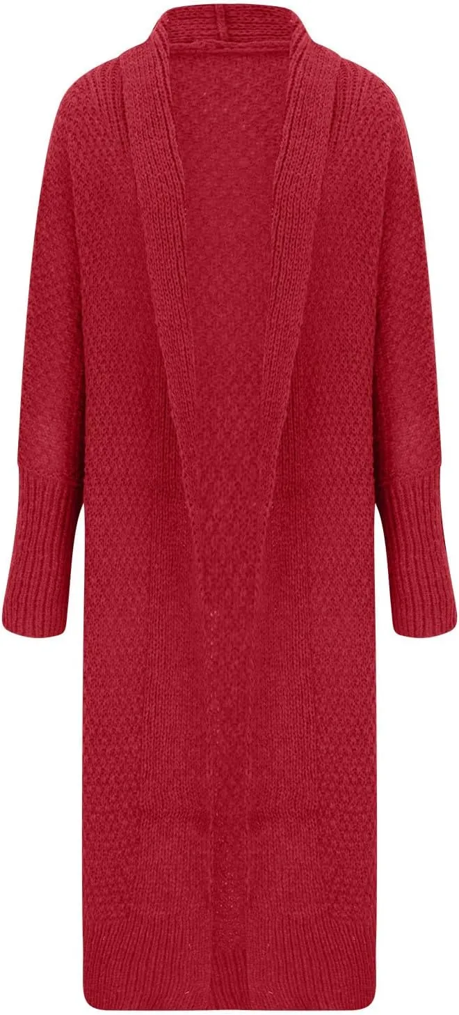 Women's 2023 Fashion Casual Open Front Long Sleeve Chunky Cable Knit Long Cardigans Knitwear Sweaters Outerwear Coats