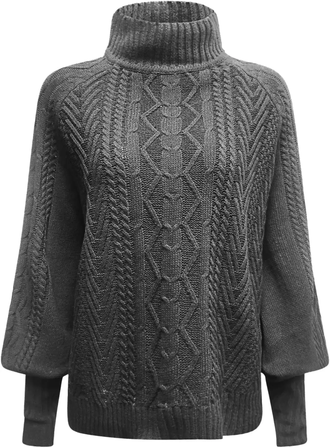 Women's 2024 Fall Long Sleeve Sweaters Cable Knitted Turtleneck Oversized Pullover Tops Fall Winter Comfort Sweaters