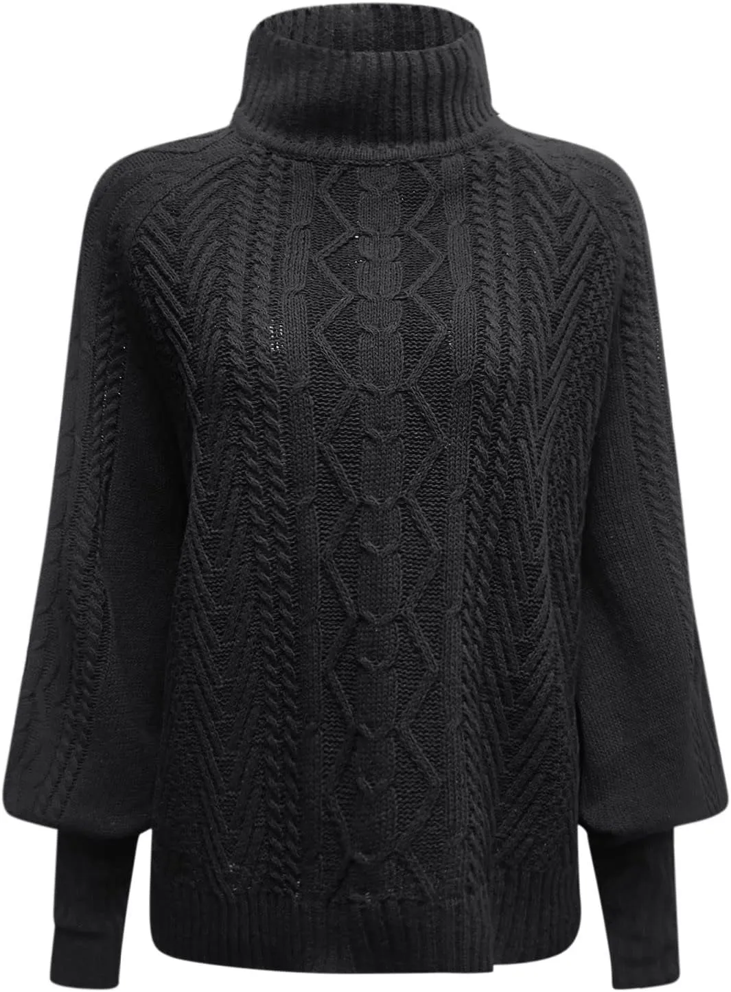 Women's 2024 Fall Long Sleeve Sweaters Cable Knitted Turtleneck Oversized Pullover Tops Fall Winter Comfort Sweaters
