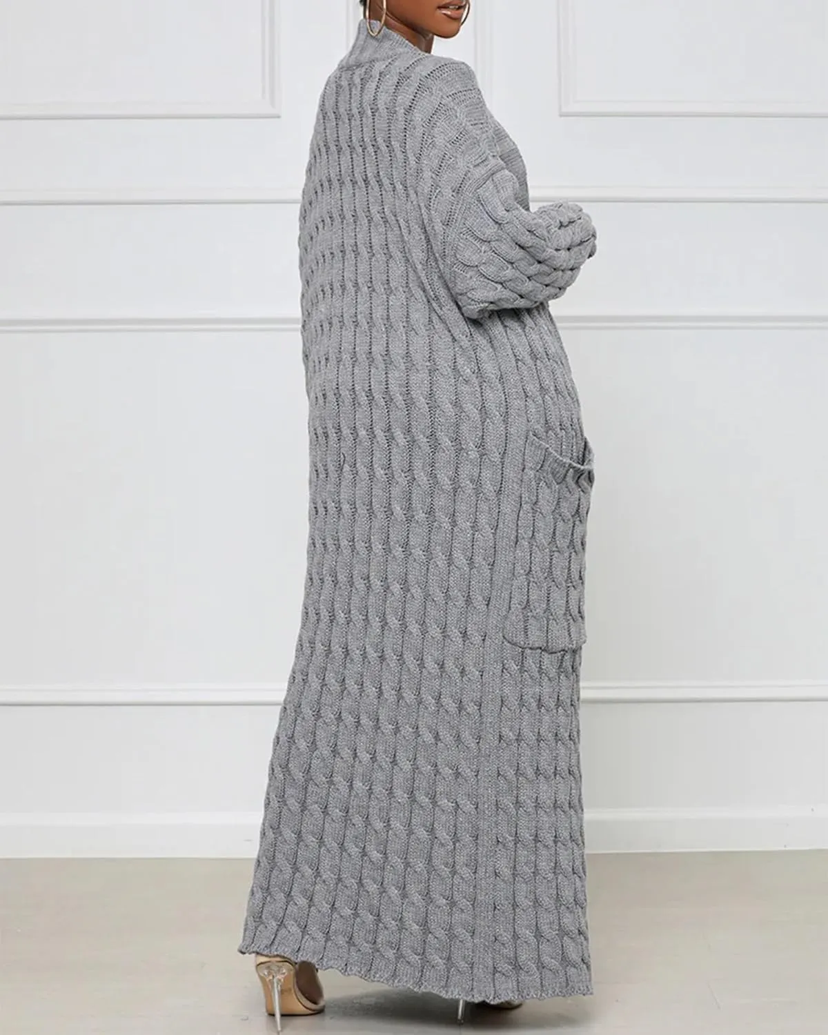 Women's Cable Knit Sweaters Cardigans Long Sleeve Warm Open Front Casual Loose Winter Chunky Coats Outwear with Pockets