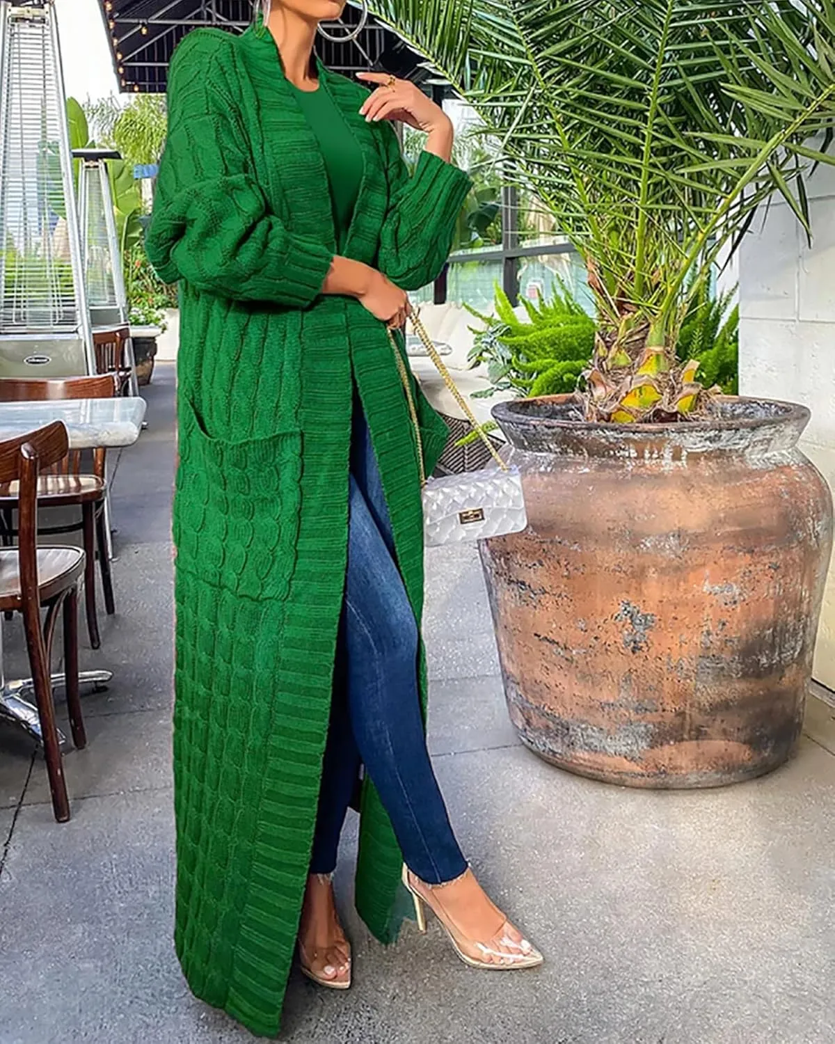 Women's Cable Knit Sweaters Cardigans Long Sleeve Warm Open Front Casual Loose Winter Chunky Coats Outwear with Pockets
