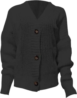 Women's Cardigan Sweater 2024 Fall Winter Casual Long Sleeve Open Front Cardigans Button Down Knit Chunky Outwear Coats
