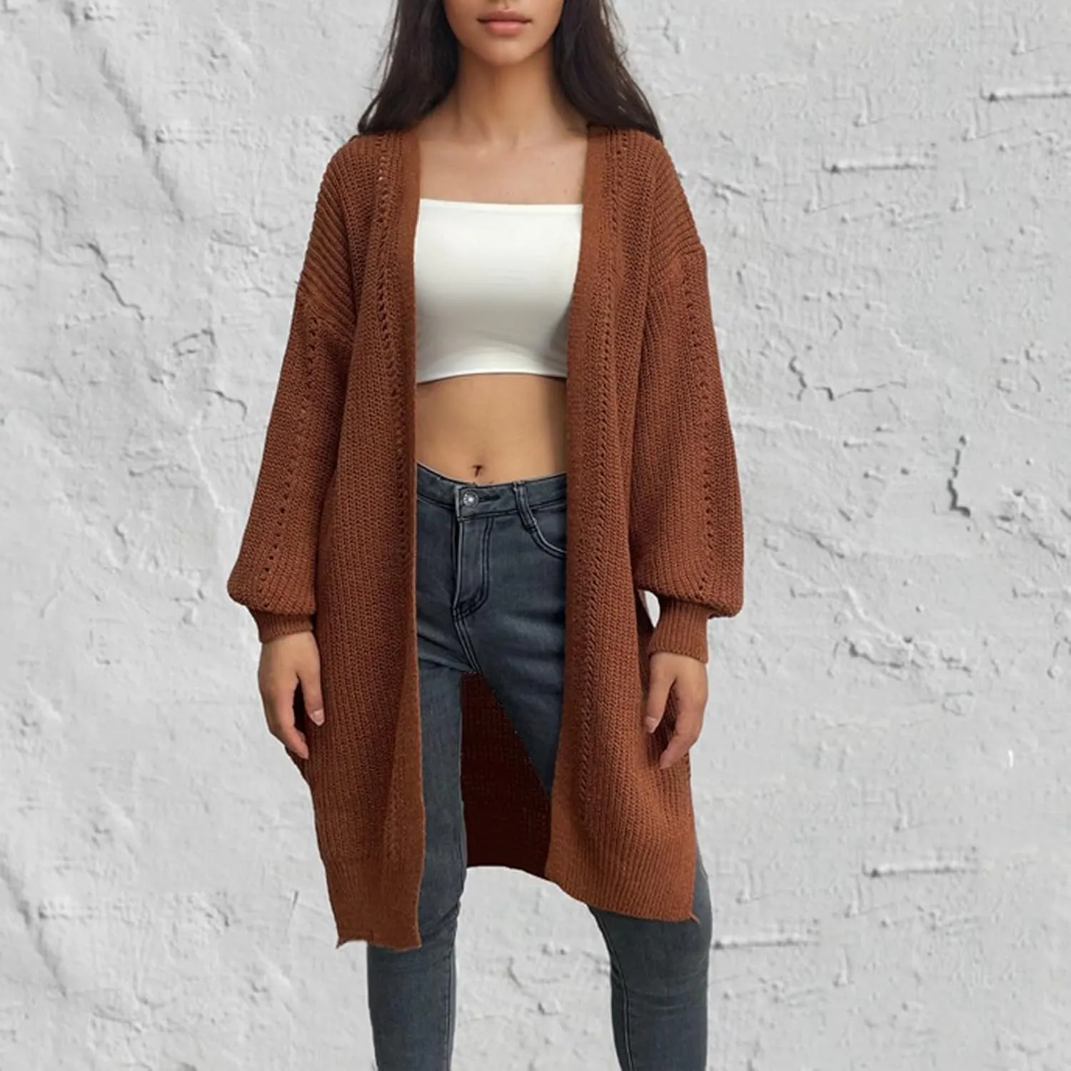 Women's Cardigan Sweater Long Sleeve Oversized Knit Cardigans Women's 2024 Fall Winter Lightweight Soft Outerwear