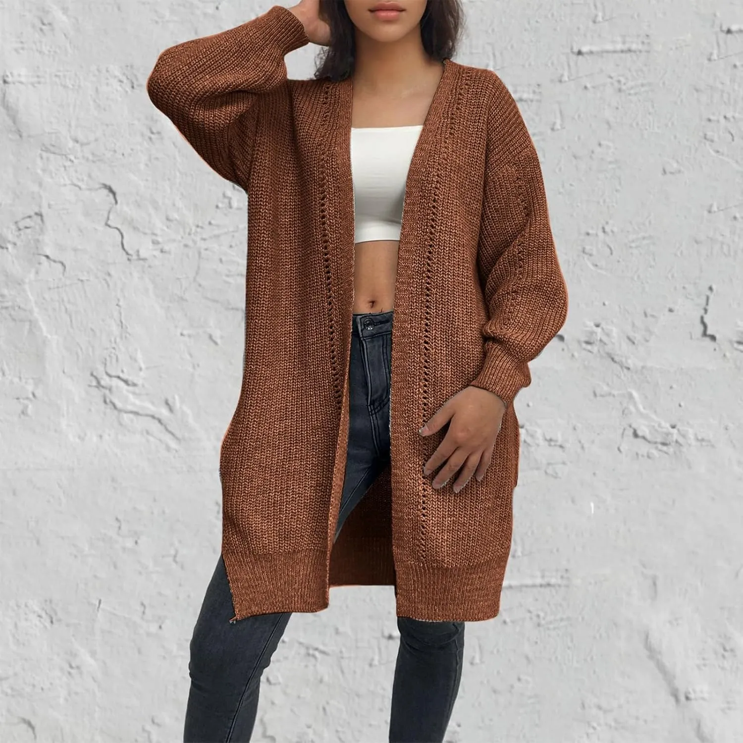 Women's Cardigan Sweater Long Sleeve Oversized Knit Cardigans Women's 2024 Fall Winter Lightweight Soft Outerwear