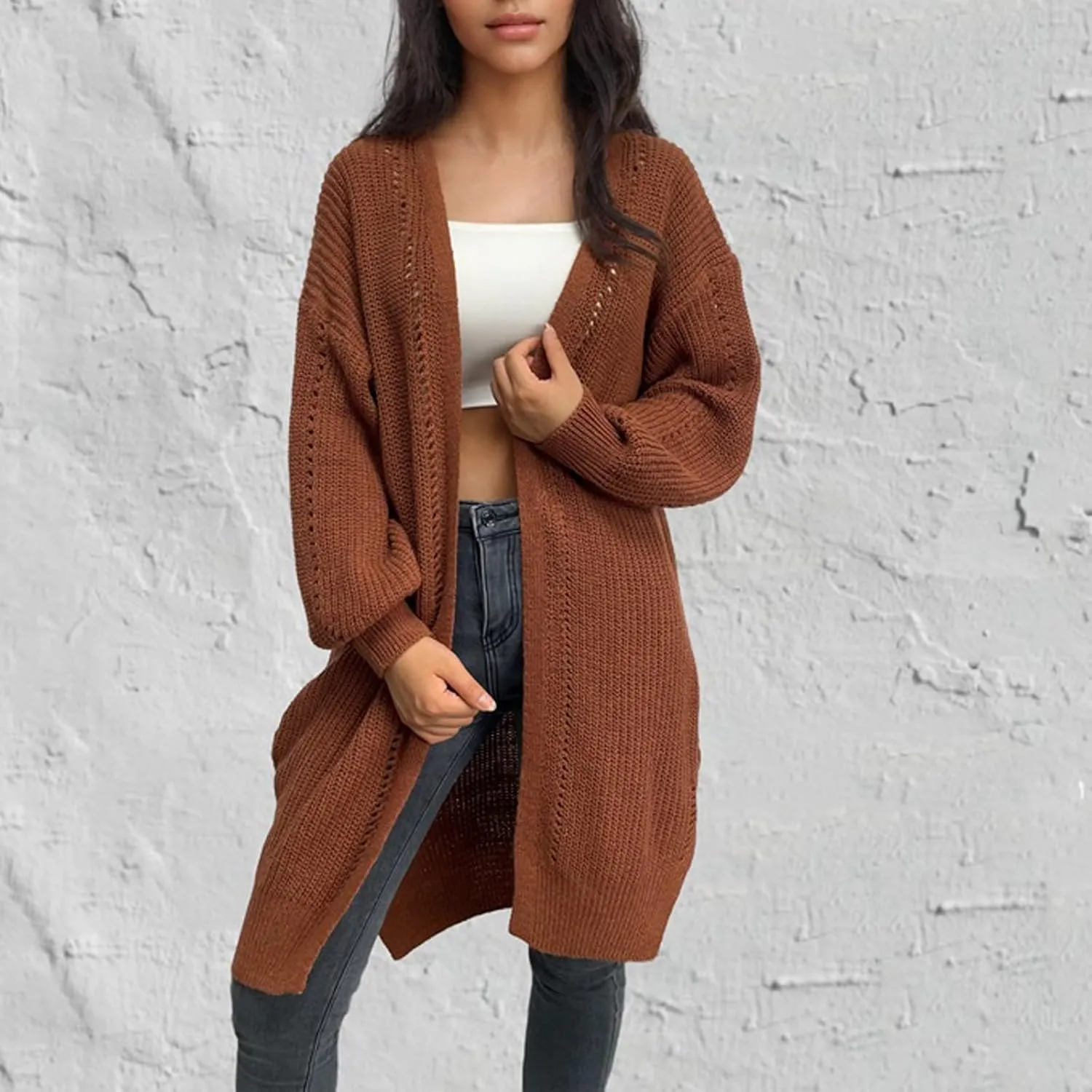 Women's Cardigan Sweater Long Sleeve Oversized Knit Cardigans Women's 2024 Fall Winter Lightweight Soft Outerwear