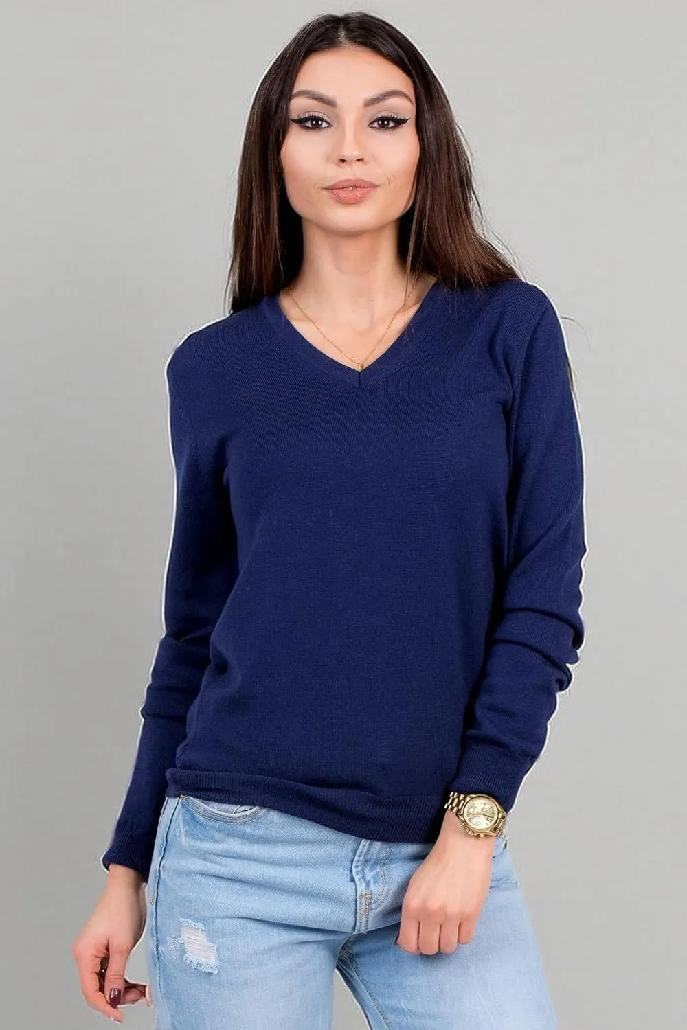Women's Cashmere Soft Merino Wool V-Neck Sweater Pullover Top