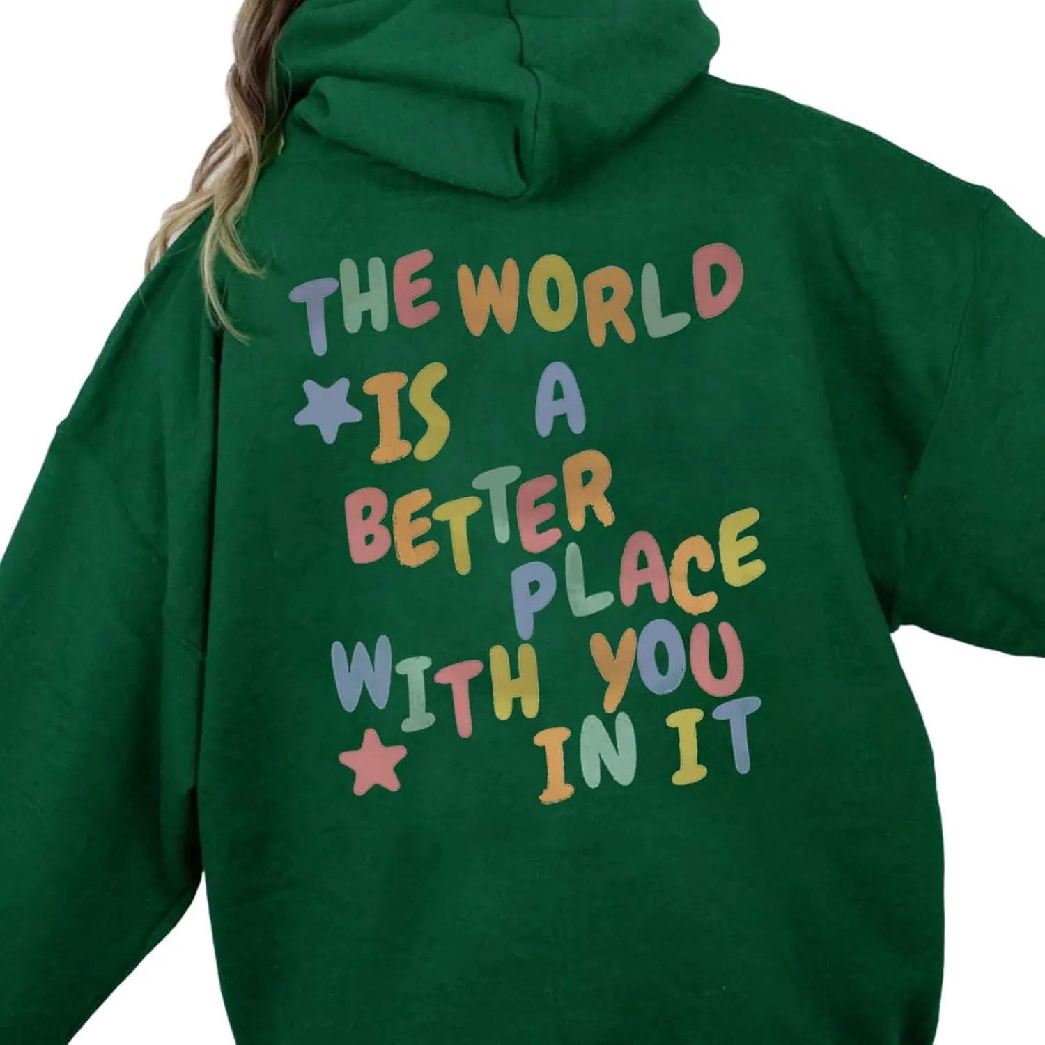 Women's Casual Hoodies Long Sleeve Women's Letter Print Long Sleeved Sweatshirt Casual Blouse Pullover Solid Color