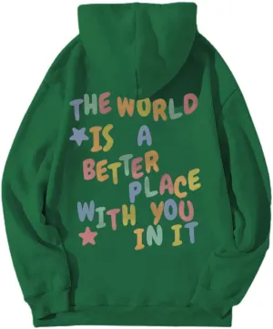 Women's Casual Hoodies Long Sleeve Women's Letter Print Long Sleeved Sweatshirt Casual Blouse Pullover Solid Color