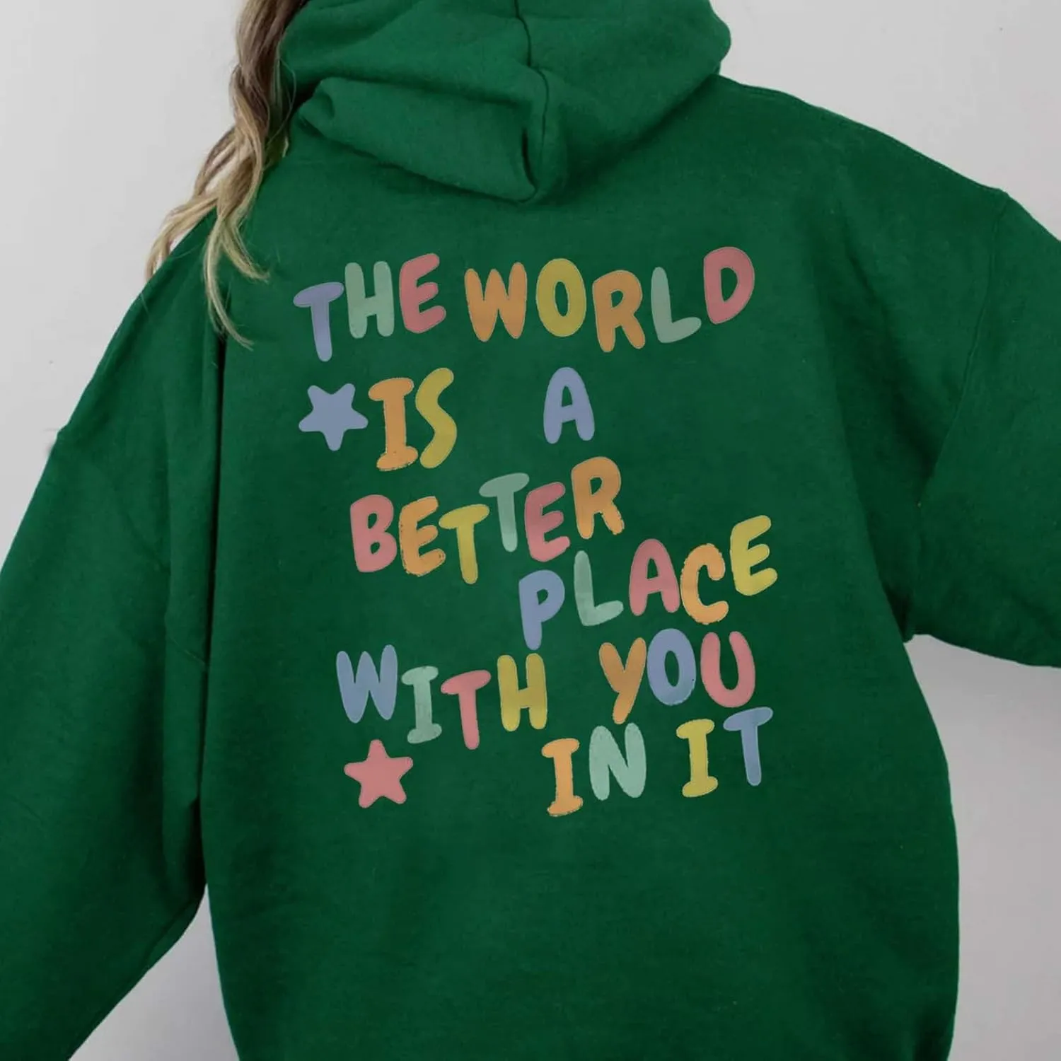 Women's Casual Hoodies Long Sleeve Women's Letter Print Long Sleeved Sweatshirt Casual Blouse Pullover Solid Color