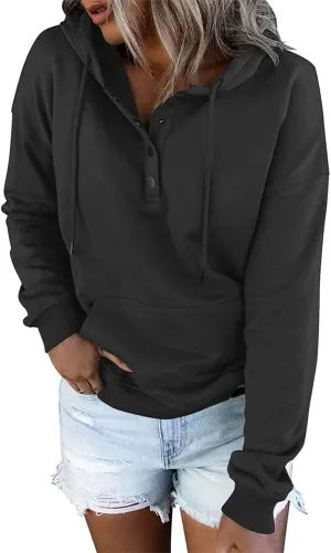 Womens Casual Hoodies Pullover Tops 2024 Spring Drawstring Long Sleeve Sweatshirts Clothes with Pockets