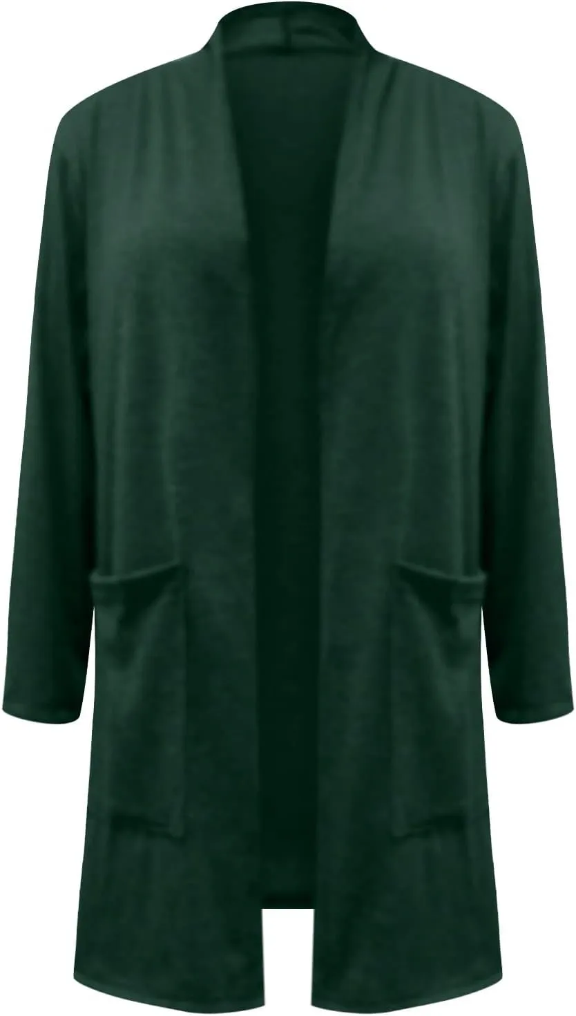 Womens Casual Lightweight Cardigan with Pockets 3 4 Sleeve Front Open Dust Duster Short Sleeve Cardigan Women