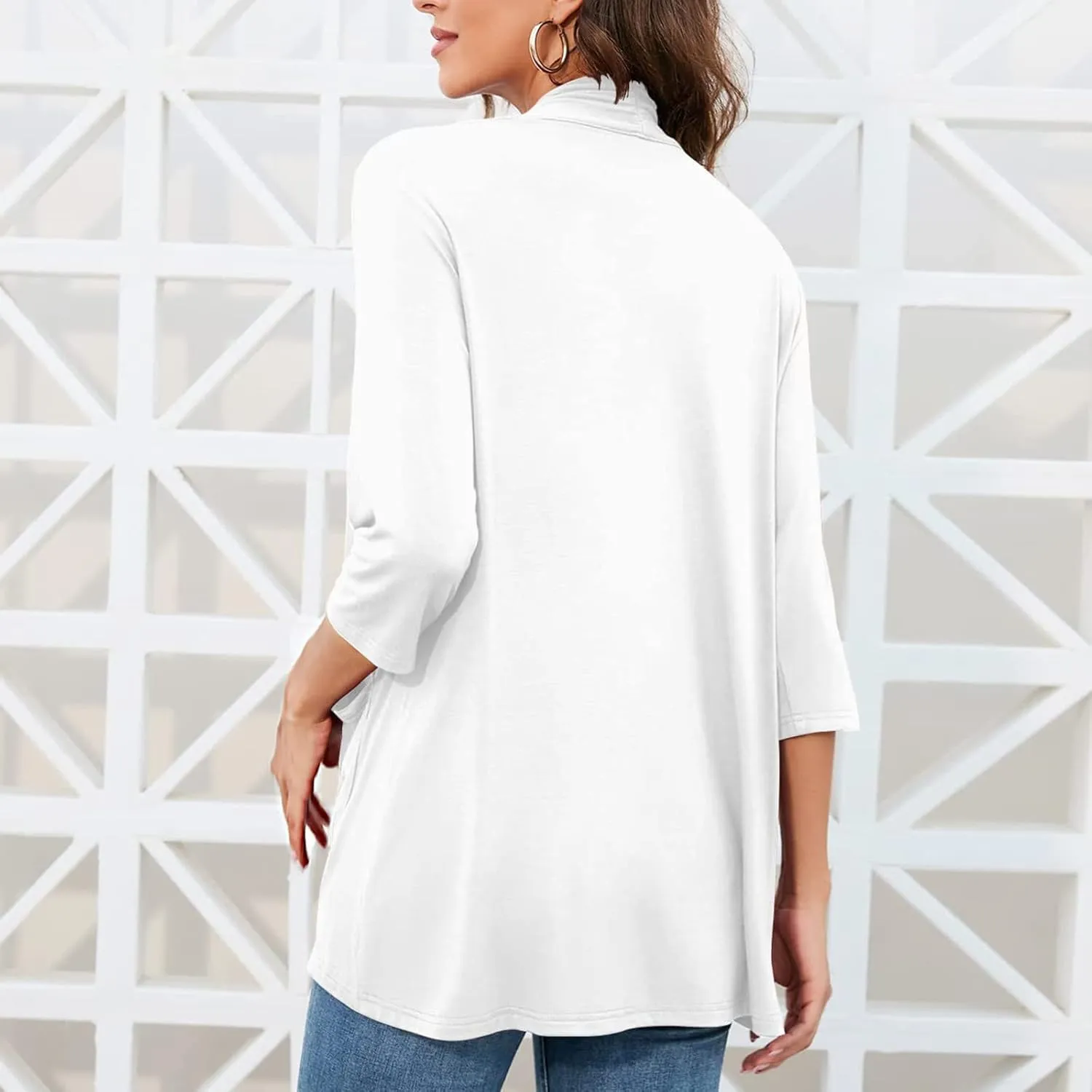 Womens Casual Lightweight Cardigan with Pockets 3 4 Sleeve Front Open Dust Duster Short Sleeve Cardigan Women