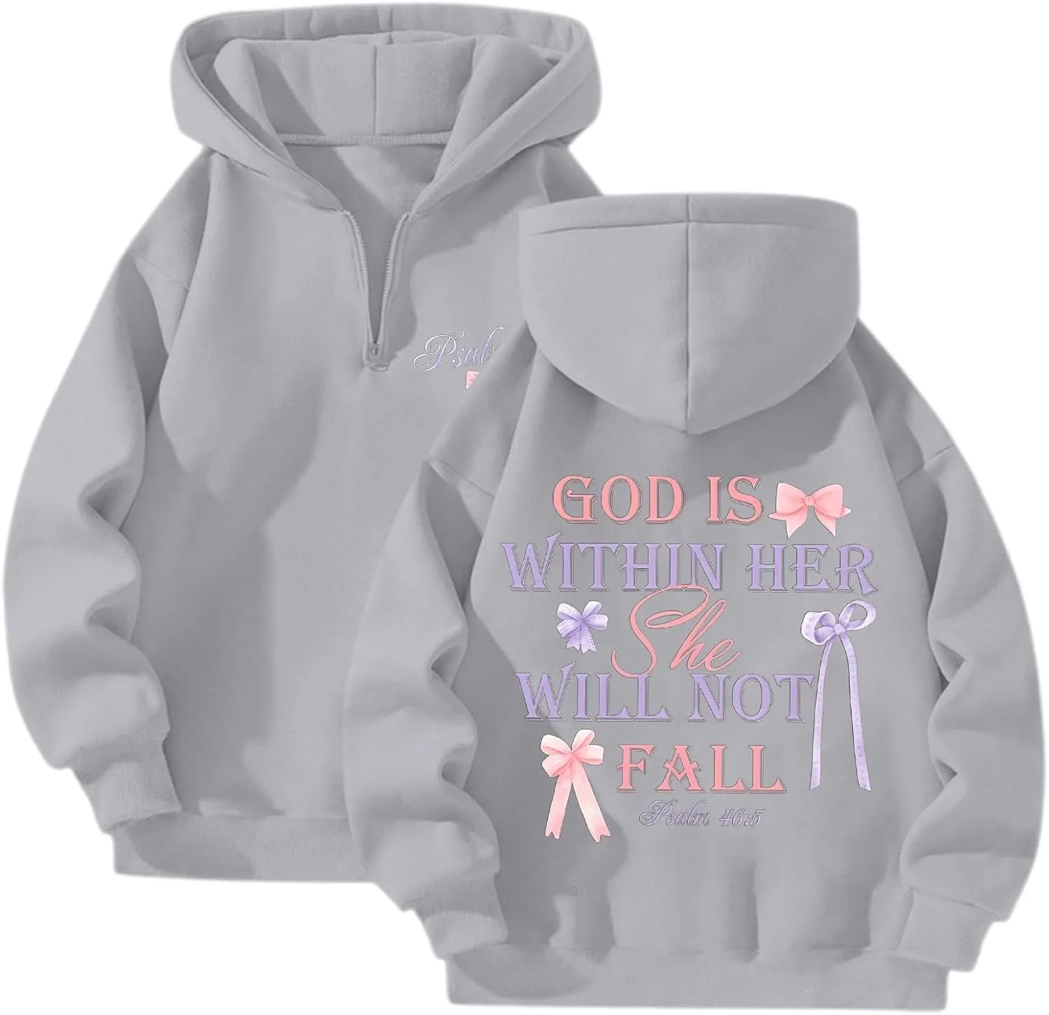 Womens Christian Drop Shoulder Zip Up Hoodie Long Sleeve Letter Print Hooded Sweatshirt for Daily Holiday Outdoor Wear