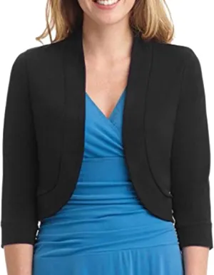 Women's Cropped Cardigan 3/4 Sleeve Bolero Shrug Sweater Cardigans Lightweight Knit Jacket Shrugs for Dresses
