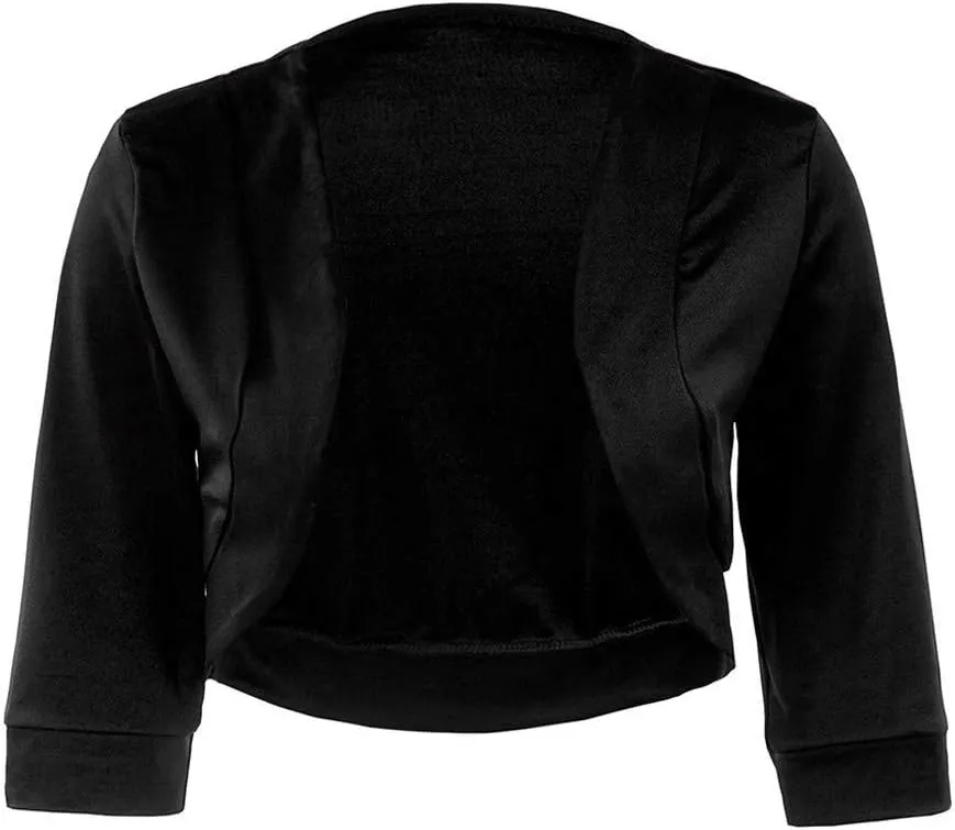 Women's Cropped Cardigan 3/4 Sleeve Bolero Shrug Sweater Cardigans Lightweight Knit Jacket Shrugs for Dresses