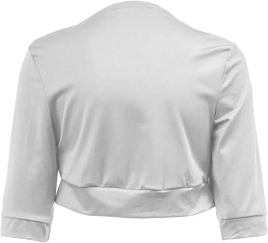 Women's Cropped Cardigan 3/4 Sleeve Bolero Shrug Sweater Cardigans Lightweight Knit Jacket Shrugs for Dresses