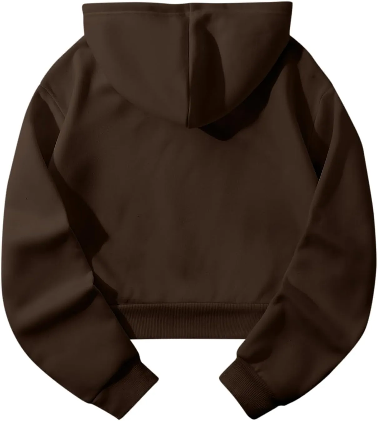 Womens Cropped Fashion Hoodies Long Sleeves Drawstring Sweatshirts 2024 Fall Fleece Solid Color Outfits Clothes