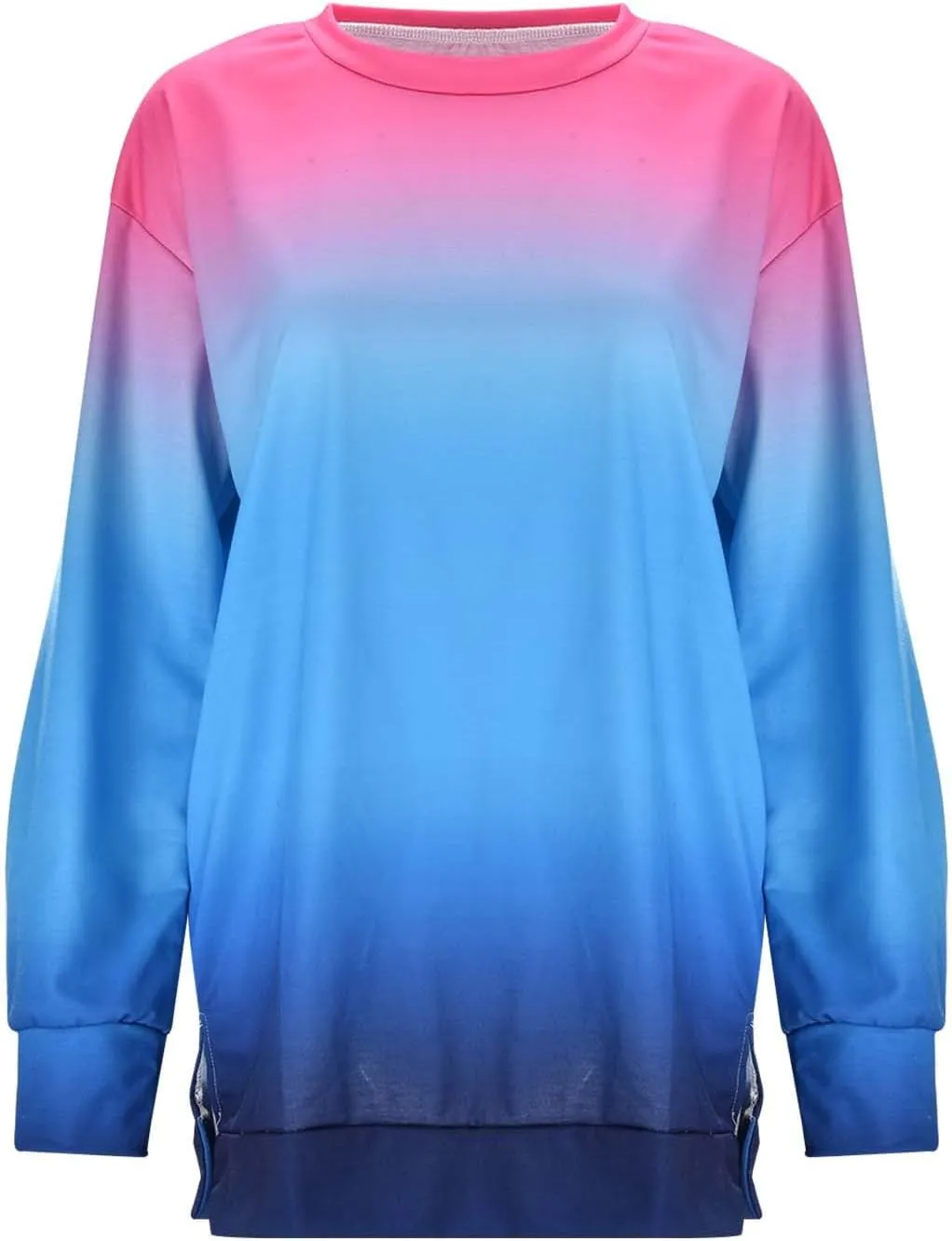 Womens Fall Fashion Sweatshirt Long Sleeve Crewneck Graphic Pullover Trendy Gradient Color Tops Comfort Winter Clothes