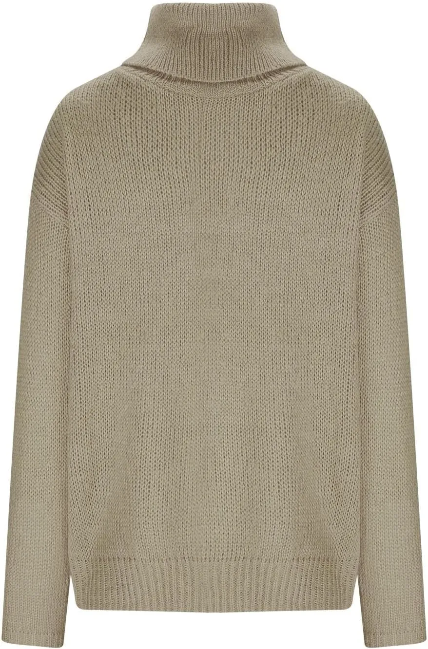 Womens Fall Tops Trendy Casual Turtleneck Sweaters Soft Warm Winter Knitted Sweaters Plus Size Jumper Tops