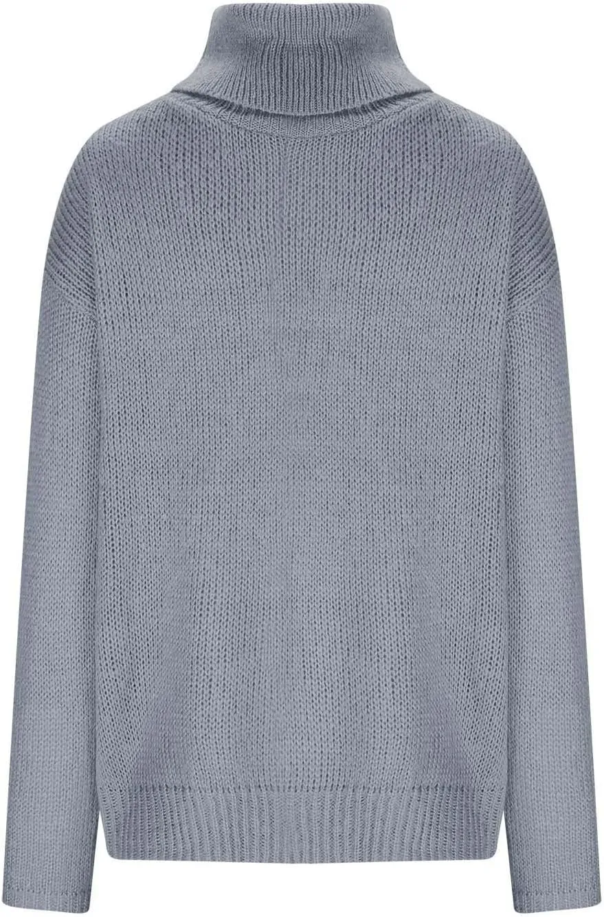 Womens Fall Tops Trendy Casual Turtleneck Sweaters Soft Warm Winter Knitted Sweaters Plus Size Jumper Tops