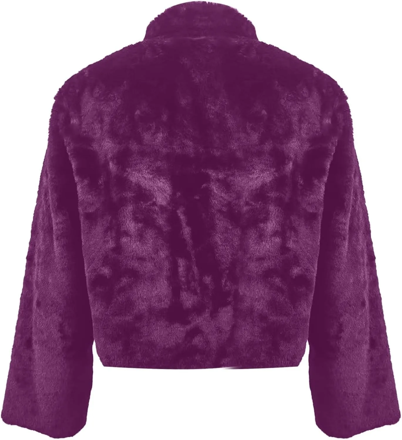 Women's Fashion Cropped Faux Fur Jacket Shaggy Warm Open Front Cardigan Coat Casual Long Sleeve Fluffy Outerwear