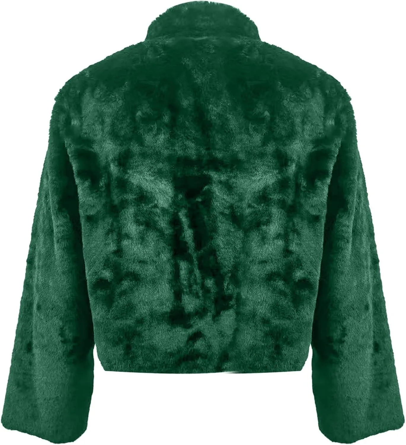 Women's Fashion Cropped Faux Fur Jacket Shaggy Warm Open Front Cardigan Coat Casual Long Sleeve Fluffy Outerwear