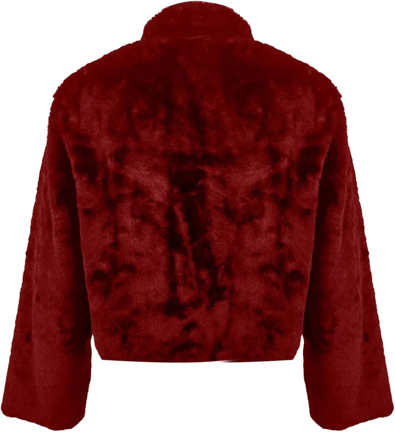 Women's Fashion Cropped Faux Fur Jacket Shaggy Warm Open Front Cardigan Coat Casual Long Sleeve Fluffy Outerwear