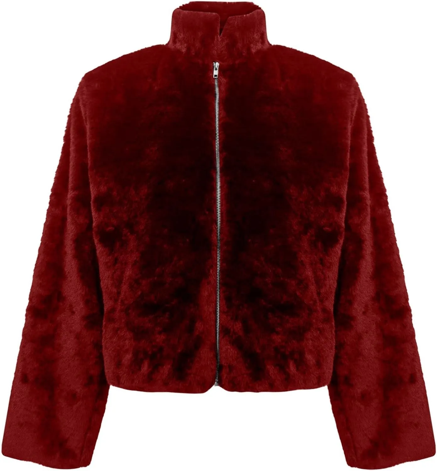 Women's Fashion Cropped Faux Fur Jacket Shaggy Warm Open Front Cardigan Coat Casual Long Sleeve Fluffy Outerwear