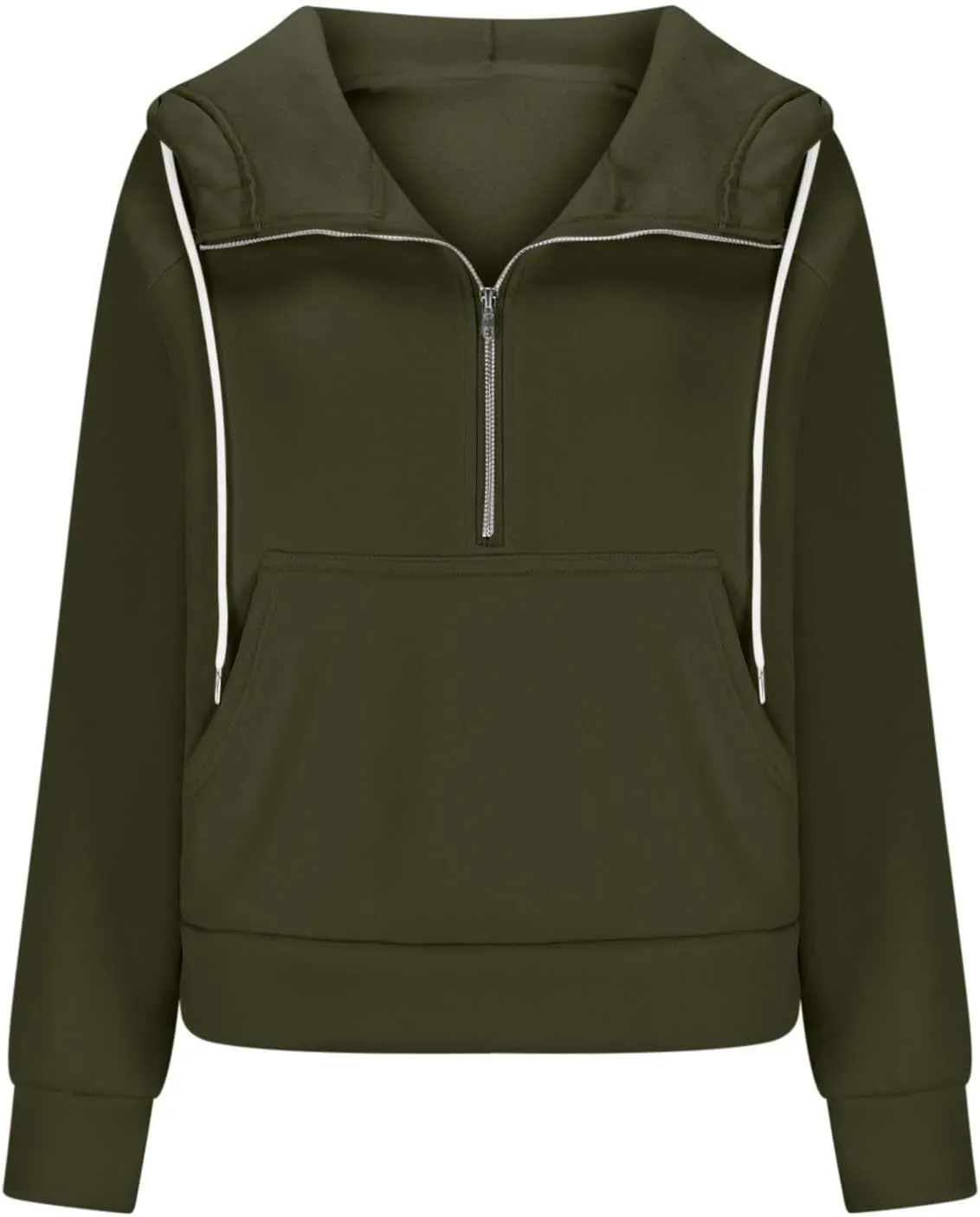 Women'S Fashion Hoodies Cropped Half Zip Pullover Tops Casual Loose Hoodie With Thumb Hole Fleece Soft Sweatshirt 2024