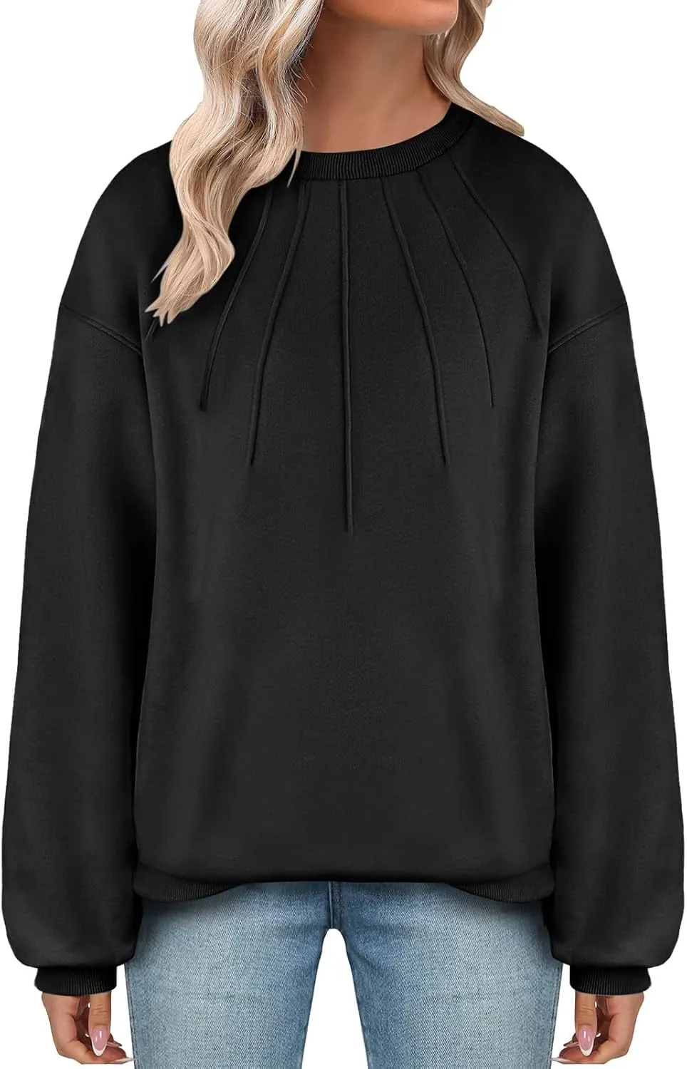 Women's Fashion Hoodies Loose Casual Solid Color Long Sleeve Oversized Pullover Sweatshirts Fall Dressy Business Tops