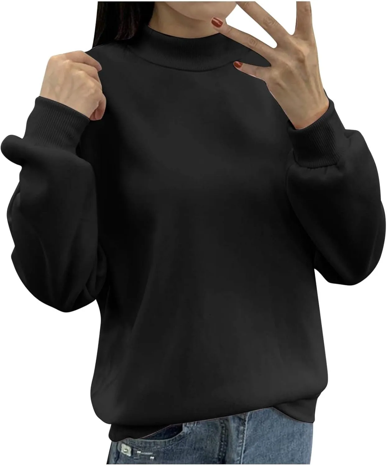 Womens Fleece Sweatshirts Long Sleeve Casual Pullover Tops Comfortable Loose 2024 Fall FashionSweatshirt