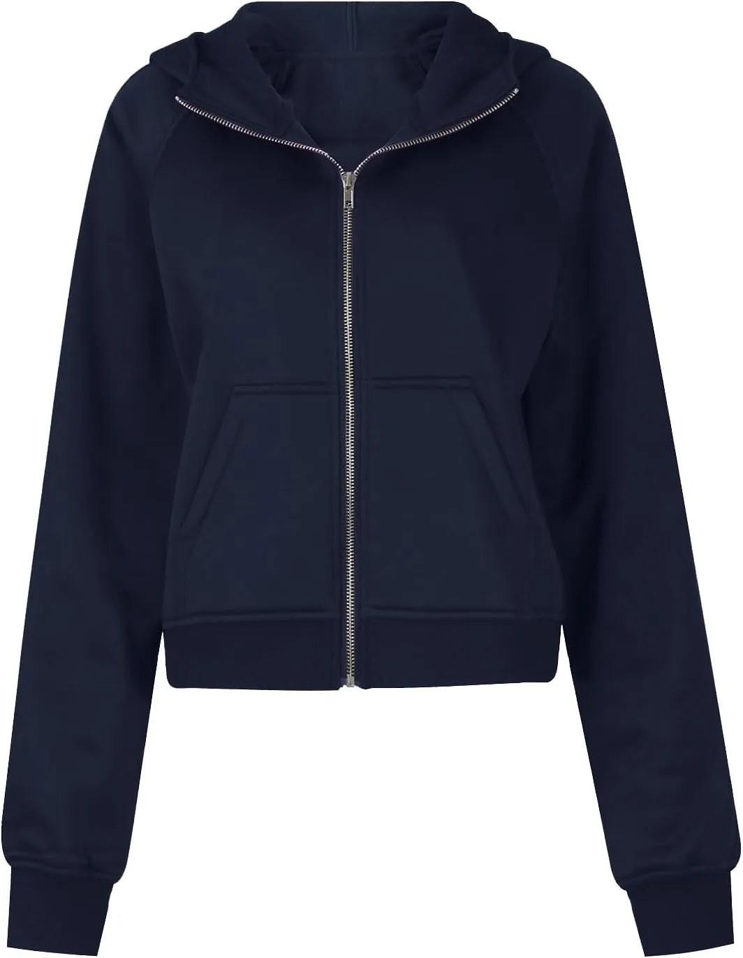 Womens Full-Zip Hoodie Fashion Oversized Solid Crewneck Fit Sweatshirts Long Sleeve Shirt Trendy Fall Outfits Tops