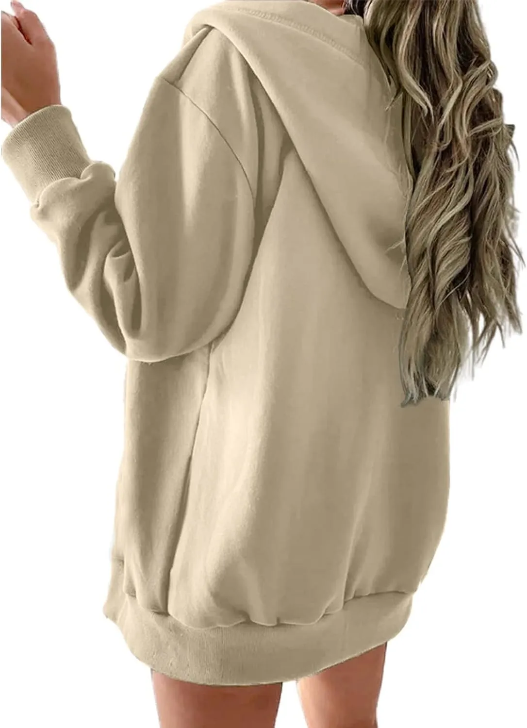 Women's Full Zip Up Fleece Cropped Hoodies Casual Zipper Sweater Long Sleeve Hooded Sweatshirts Pockets Jacket