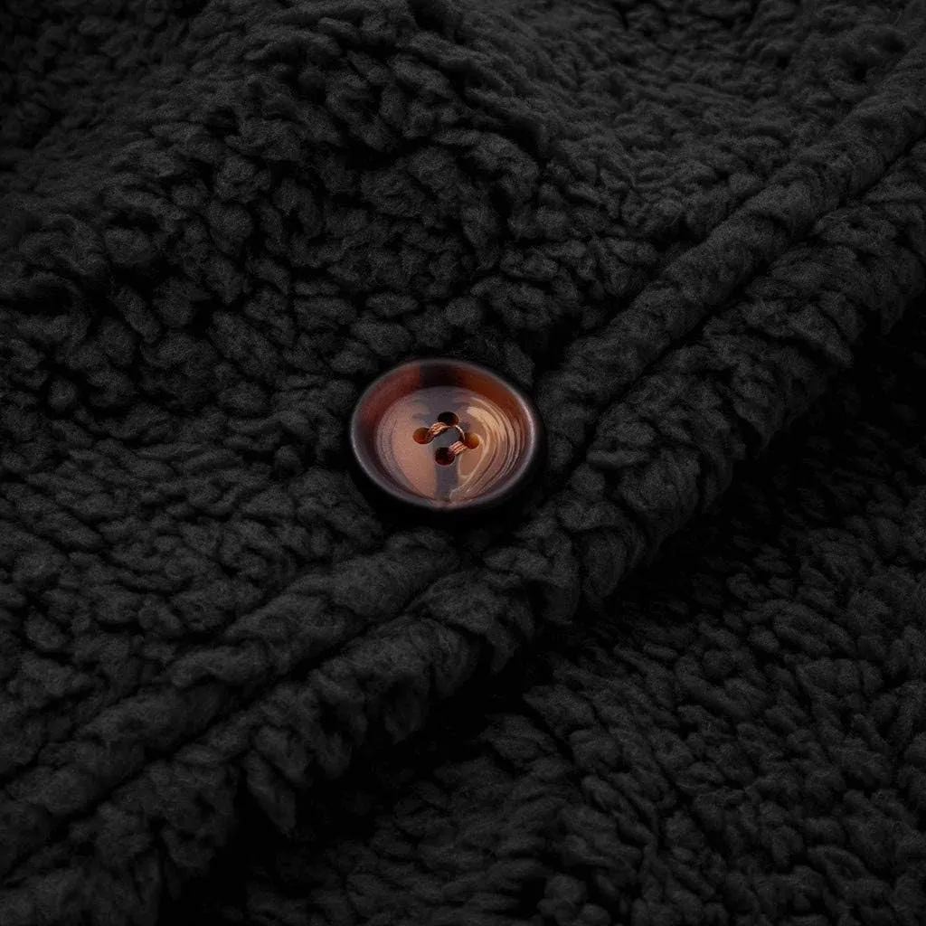 Women's Fuzzy Popcorn Button Down Long Sleeve Cardigan Knit Oversized Sherpa Sweater Cozy Plus Size Coat with Pockets