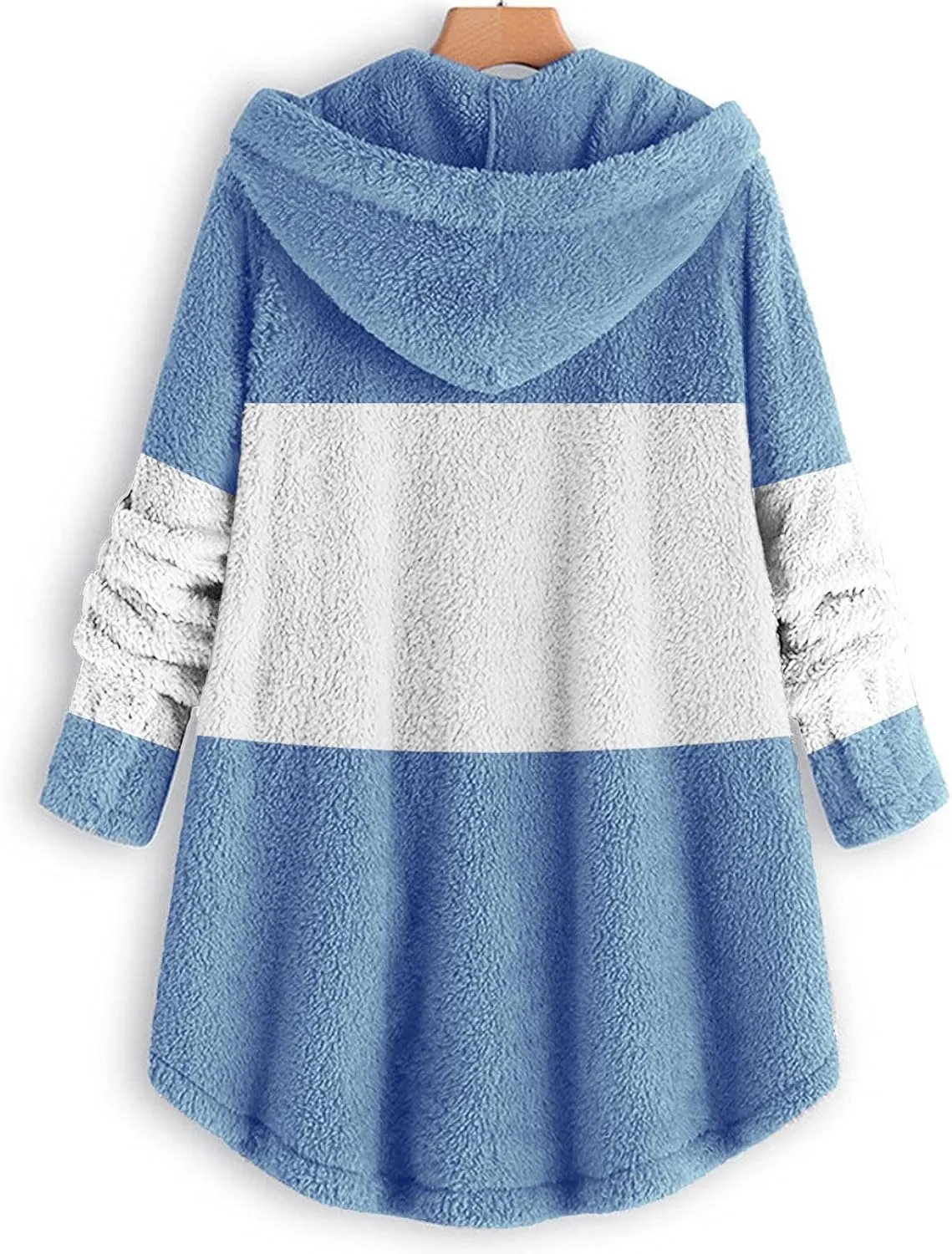 Women's Fuzzy Warm Pullover Tops Button Down Long Sleeve Hooded Sweatshirts Fluffy Soft Fleece Jackets Sweaters