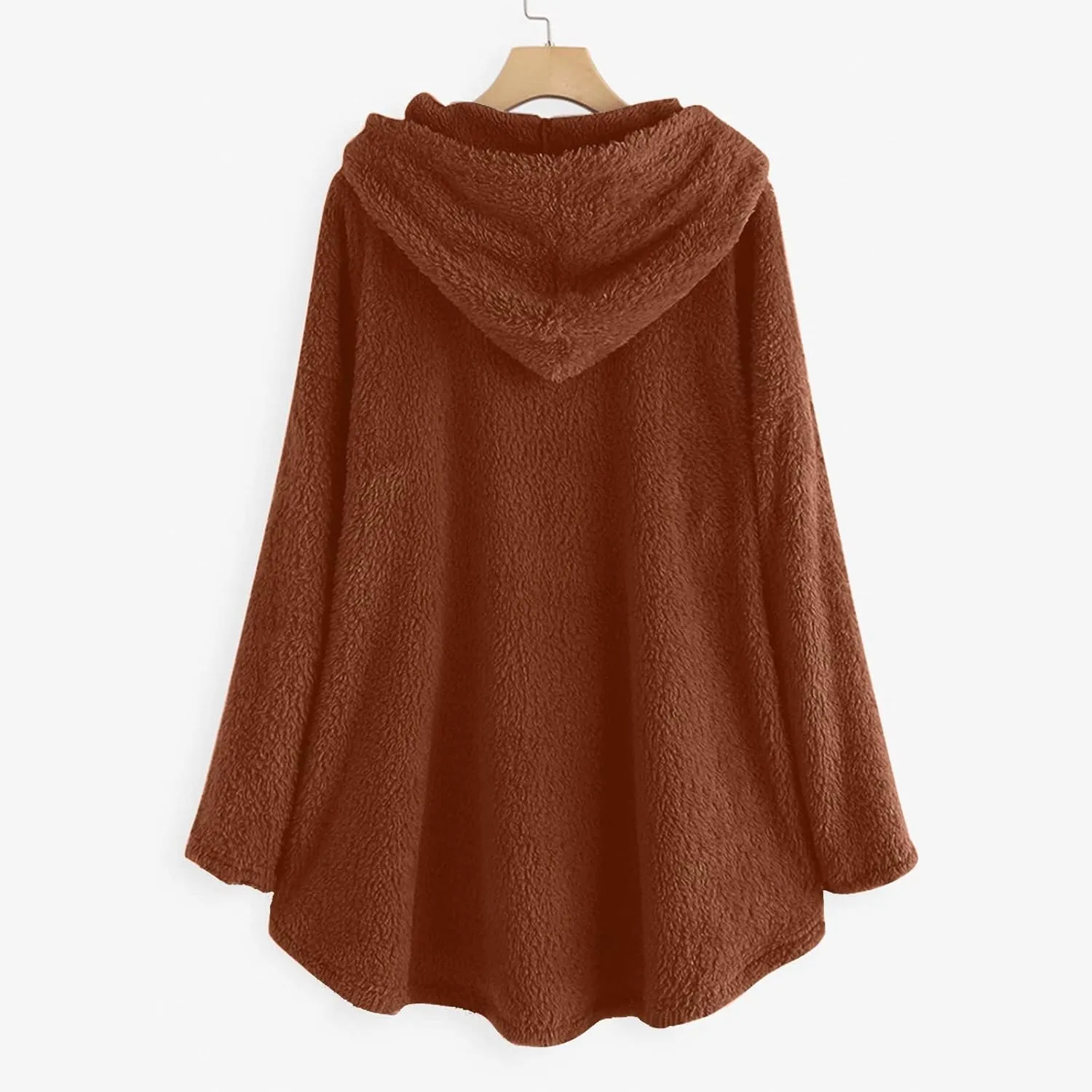 Women's Fuzzy Warm Pullover Tops Button Down Long Sleeve Hooded Sweatshirts Fluffy Soft Fleece Jackets Sweaters